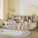 Platform Bed Frame With Guardrail, Storage Shelves & Bookshelf Home Essentials