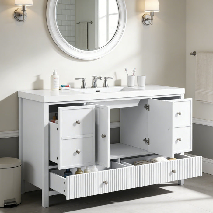 Bathroom Vanity With Separate Sink, Soft Close Doors And 4 Drawers Noble House