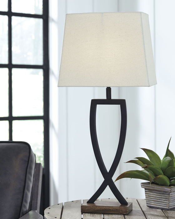 Makara - Metal Table Lamp (Set of 2) - Black / Brown Signature Design by Ashley®