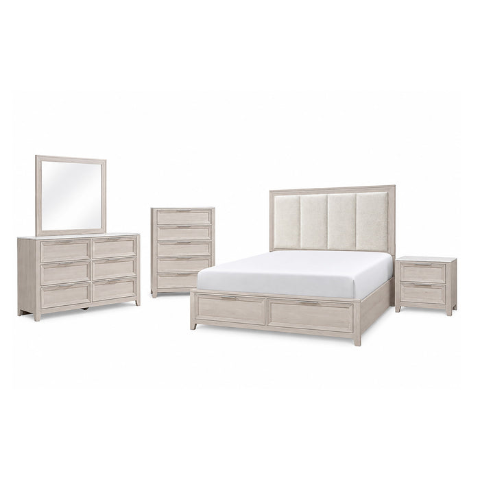 Melissa - 5 Piece Storage Bedroom Set With Padded Headboard Global Furniture USA