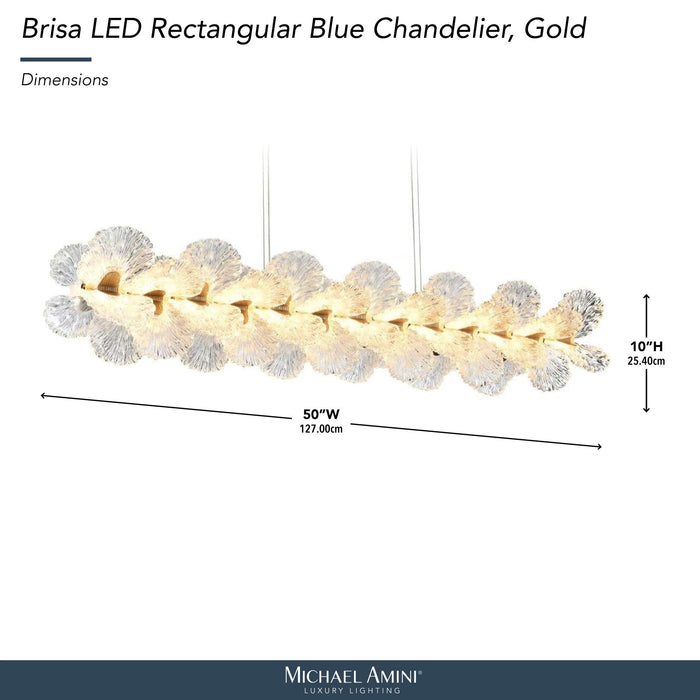 Michael Amini Lighting - Brisa 50" Rectangular LED Chandelier - Ocean Blue / Bronze Michael Amini