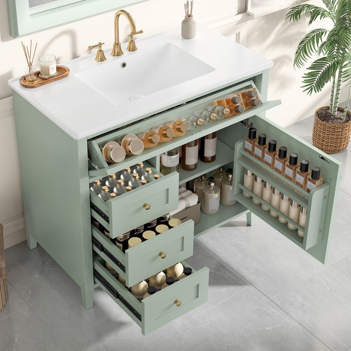 Bathroom Vanity With Sink, 3 Drawers & Cabinet With Adjustable Shelves Hearth and Haven
