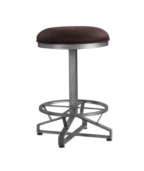 Evangeline - Counter Height Stool (Set of 2) - Rustic Brown Fabric & Black ACME
