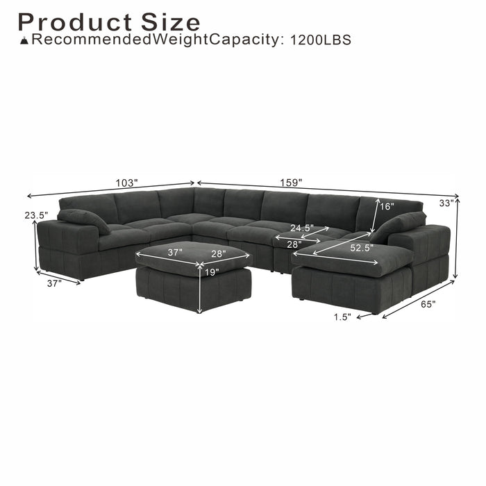 Sectional, Large Arms, Toss Pillows Included Home Essentials