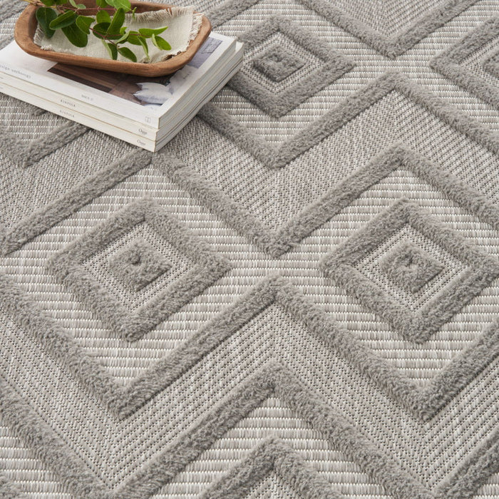 8' X 10' Geometric Flatweave Area Rug - Gray