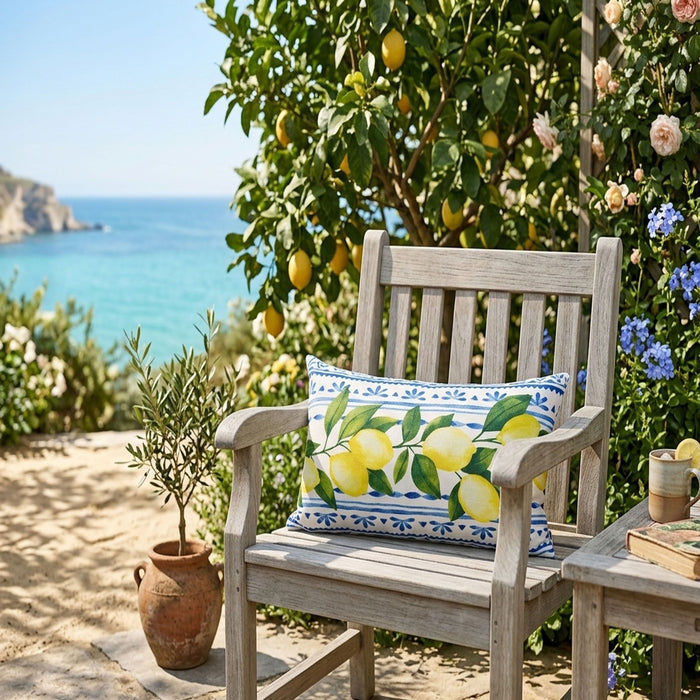 Summer Fresh Lemon Lumbar Outdoor Pillows - Multi Daily Nest