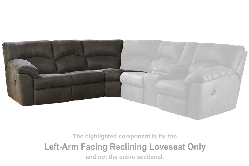 Tambo - LAF Reclining Loveseat - Pewter Signature Design by Ashley®