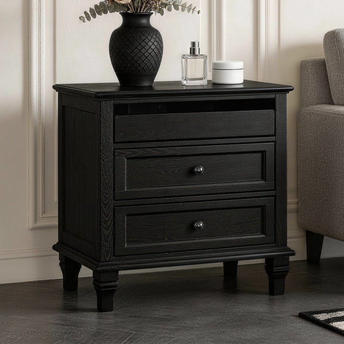 Nightstand With Charging Station, 3 Drawer Storage Table Home Essentials