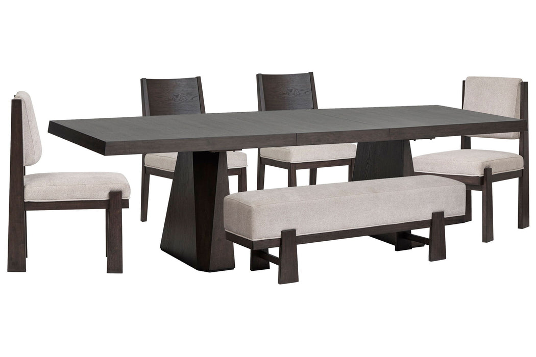 Tauren - 6 Piece Extendable Double Pedestal Dining Table Set Magnussen Furniture