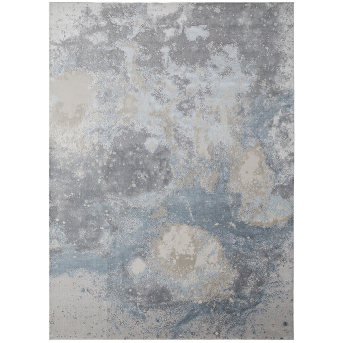 Abstract Area Rug - Blue Dark Gray - 12' X 15'
