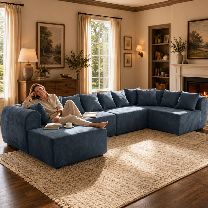 8 Seater U-Shaped Couch With Ottoman Home Essentials