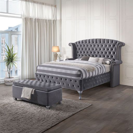 Rebekah - Bench With Storage - Gray Fabric ACME