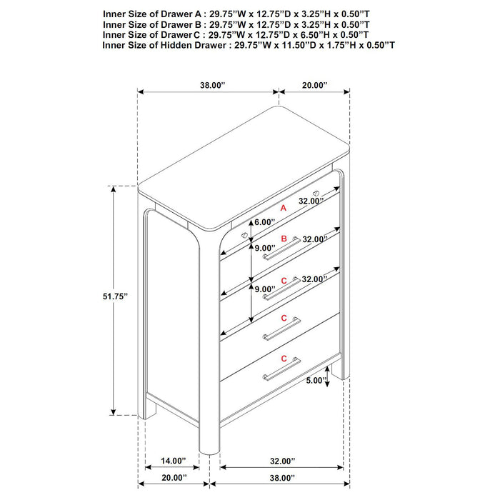 Flores - 5 Drawer Chest - Mango Color Furniture Max