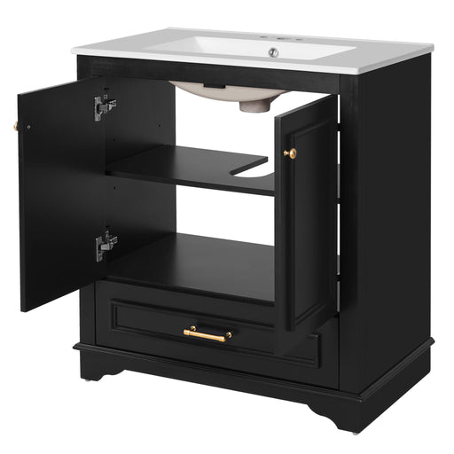 Bathroom Vanity With Sink, Cabinet & 2 Soft Closing Doors & Adjustable Shelf Hearth and Haven