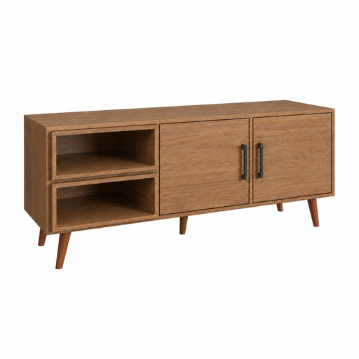 TV Stand For TVs Up To 60" With 2 Doors And 2 Open Shelves Home Essentials
