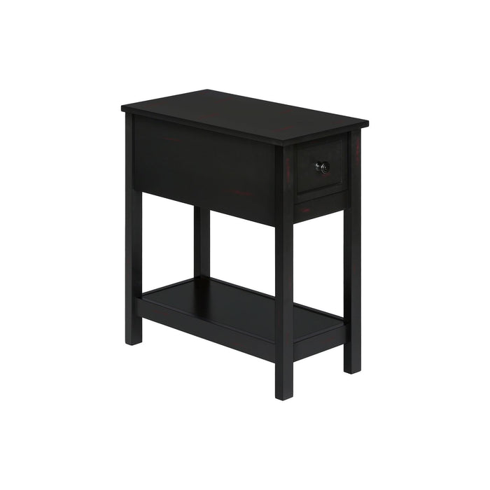 Accent End Table, 2 Tier, Narrow, Lamp, Storage Drawer, Charming Design 8th Street