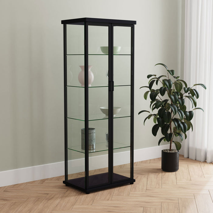 Nevra - 4 Shelf Display LED Curio Cabinet Furniture Max