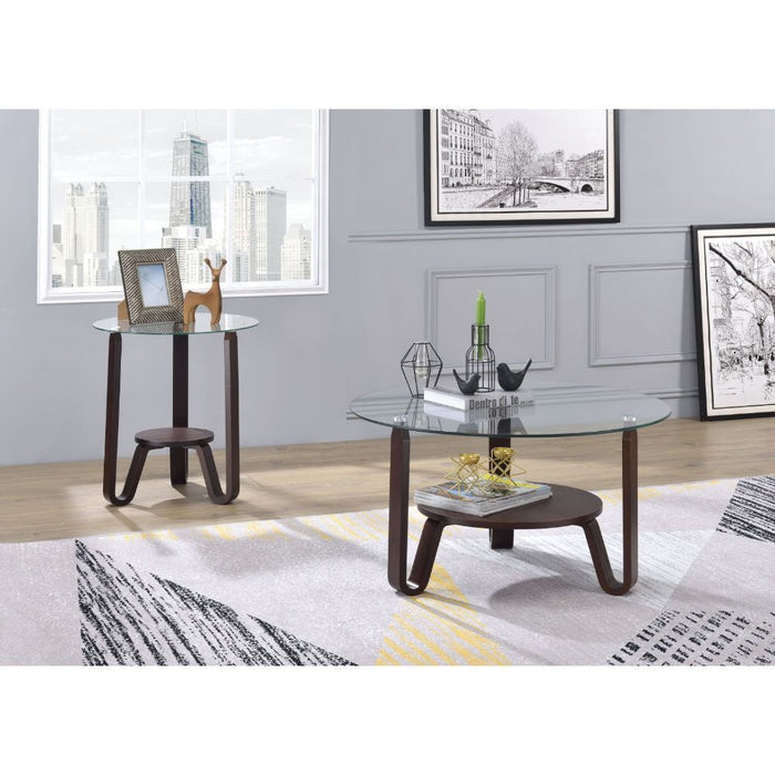 Darby - End Table - Clear Glass & Dark Walnut ACME