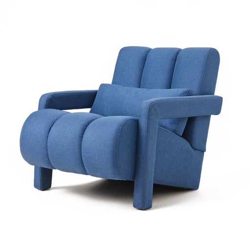 Upholstered Accent Chair With Pillow, Designed For Living Room - Navy Blue Home Essentials