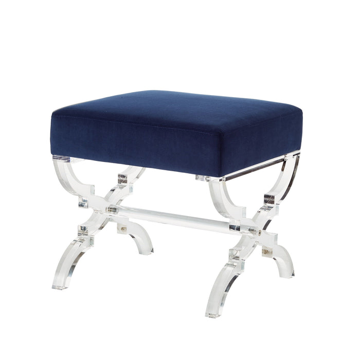 Velvet Ottoman - Navy Blue / Clear