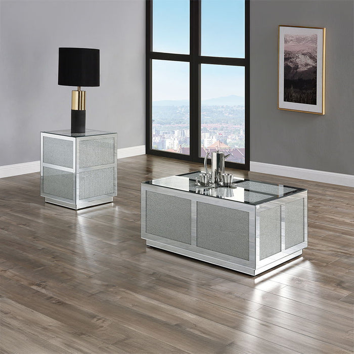 Noralie - 18" End Table With Faux Diamonds - Mirrored ACME