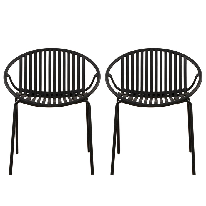 Stackable Outdoor Chairs With Breathable Plastic Backrest (Set of 2)