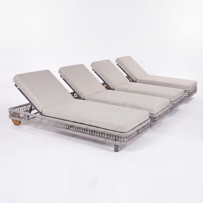 Outdoor Chaise Lounge & Wheels, 5 Position Adjustable Backrest Noble House