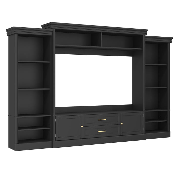 Elegant Entertainment Center Wall Unit With Bookshelves Hearth and Haven