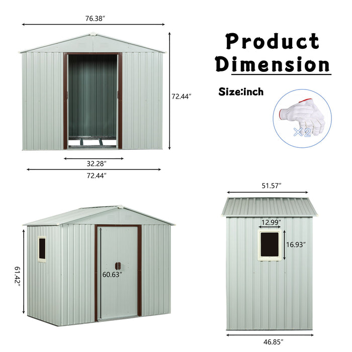 Ry-Sdyx56-Ww Outdoor Metal Storage Shed With Window - White