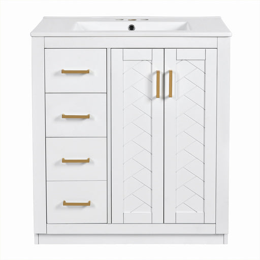 Ceramic Sink Combo, Freestanding Vanity Set With 3 Drawers & Soft Closing Doors Hearth and Haven