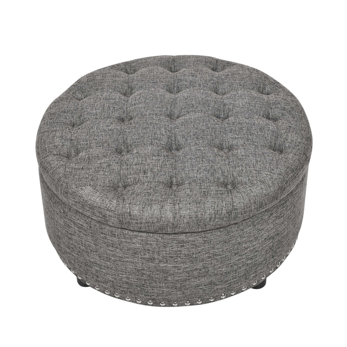 Tufted Storage Ottoman With Upholstery Home Essentials