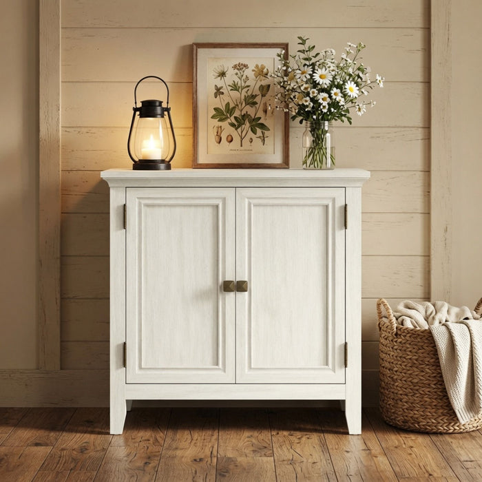 2 Door Buffet Cabinet With Adjustable Shelves - Matte White / Grayish Home Essentials