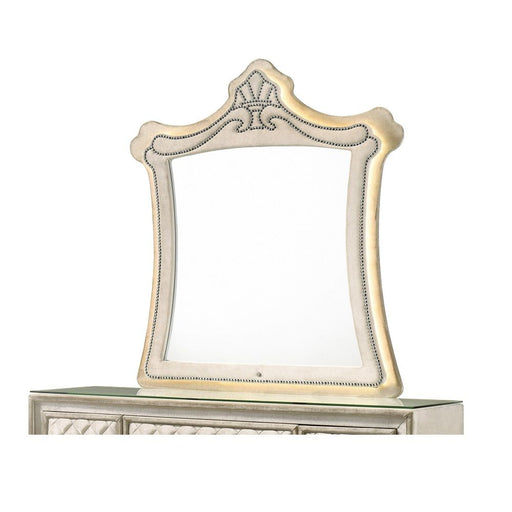 Lucienne - Mirror With LED - Beige Velvet ACME