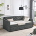 Twin Upholstered Daybed With Trundle, Waved Arms - Gray Home Essentials