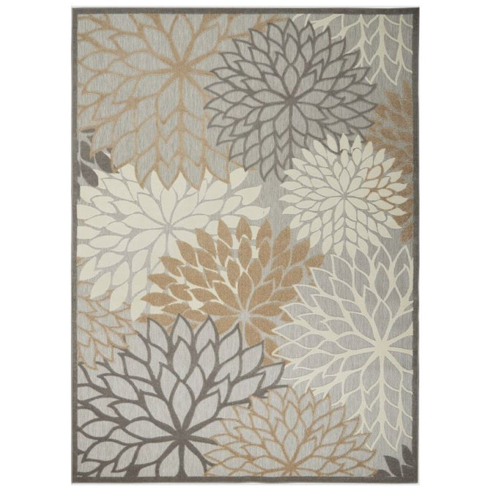 10' X 13' Floral Non Skid Indoor Outdoor Area Rug - Natural