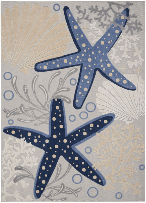 10' X 13' Starfish Indoor / Outdoor Area Rug - Blue / Gray