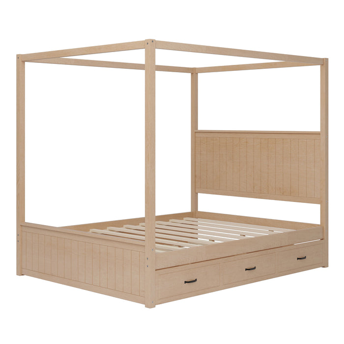 Canopy Platform Bed With Trundle And 3 Storage Drawers Hearth and Haven