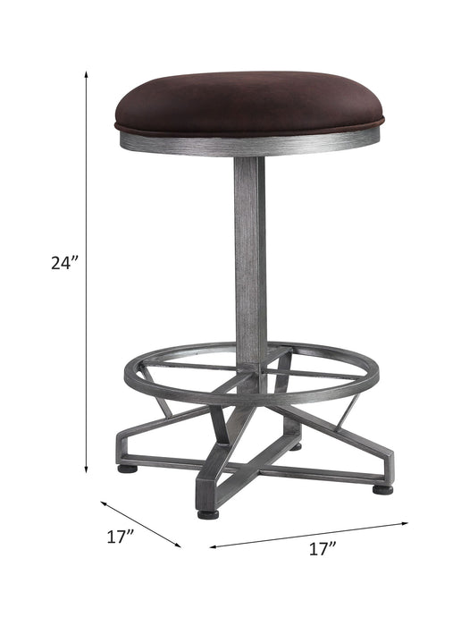 Evangeline - Counter Height Stool (Set of 2) - Rustic Brown Fabric & Black ACME