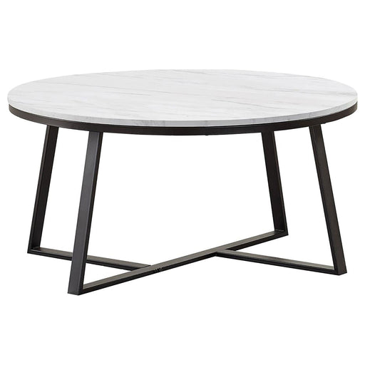 Donovan - Coffee Table With Round Top - White Furniture Max
