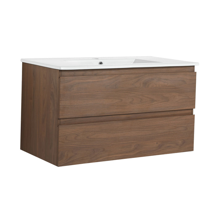 Wall Mounted Bathroom Vanity & Sink, 2 Soft Close Drawers Home Essentials