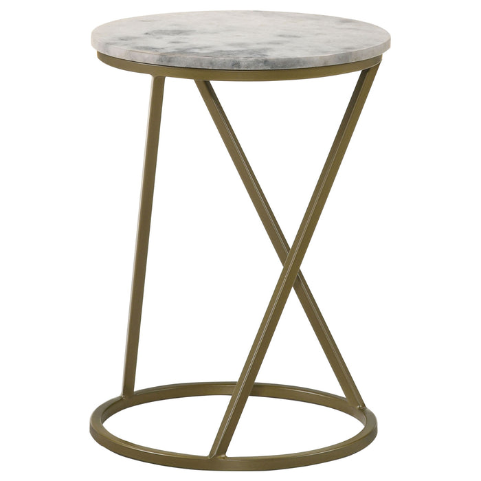 Balboa - Round Accent Side Table With Sculptural Base - White Furniture Max