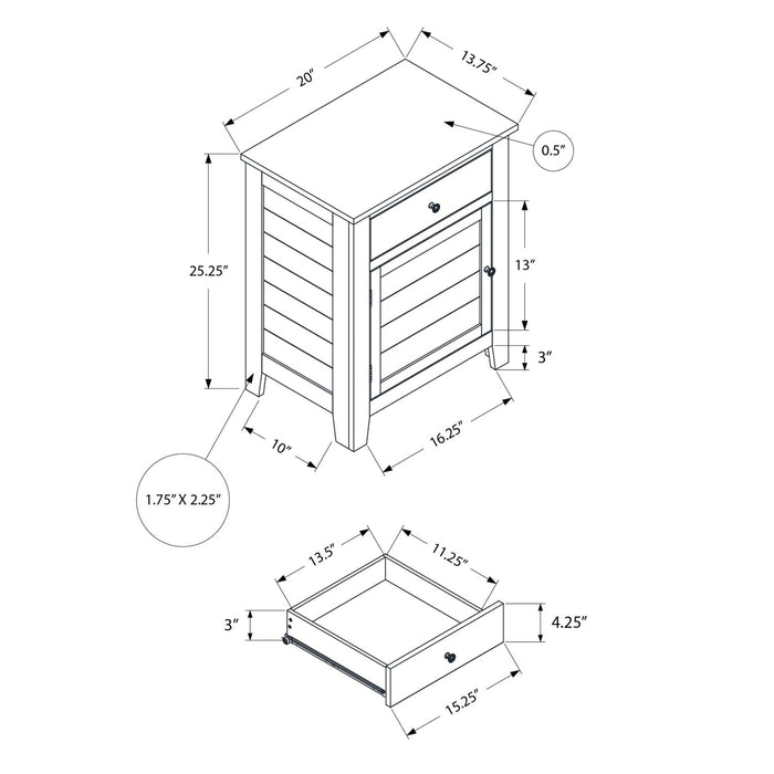 Accent Nightstand, Storage Drawer, Transitional 8th Street
