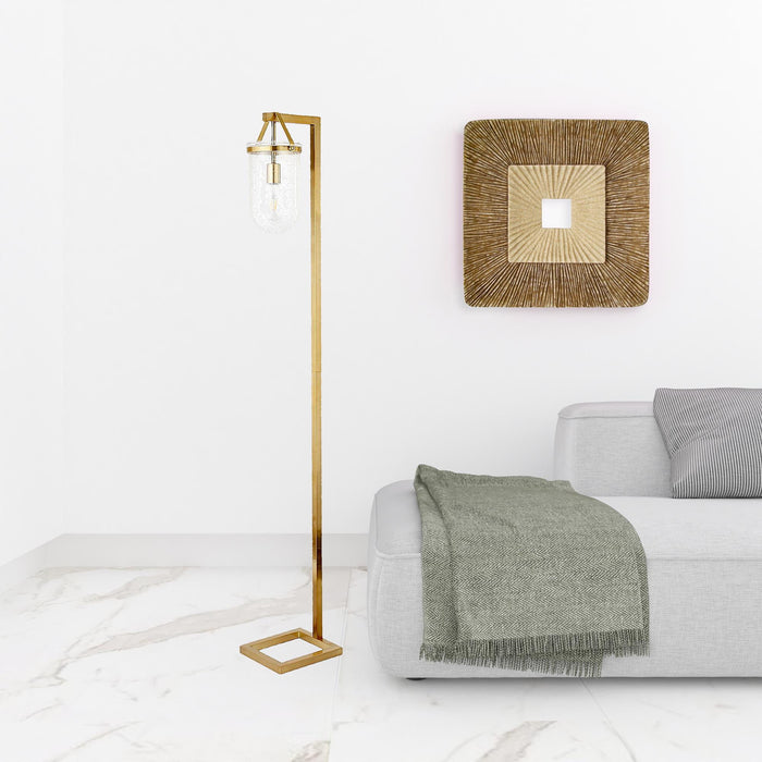 68" Arched Floor Lamp With Clear Seeded Glass Dome Shade - Brass
