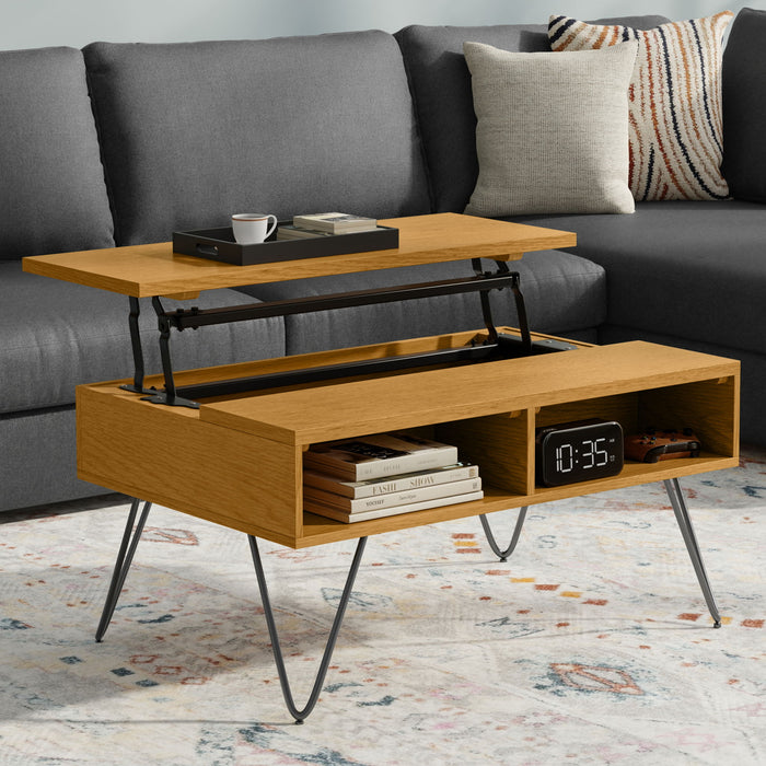 Hunter - Lift Top Coffee With Hidden Storage - Oak Simpli-Home