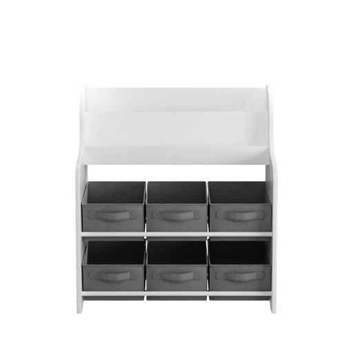 Bookshelf With 6 Storage Bins, Multi Functional Children's Bookcase And Toy Organizer - White Home Essentials