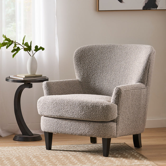 Melodique - Boucle Fabric Upholstered Club Chair With Tapered Legs