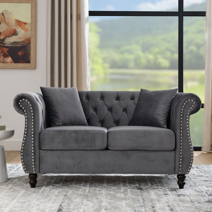 Chesterfield Sofa With Rolled Arms And Nailhead Trim Home Essentials
