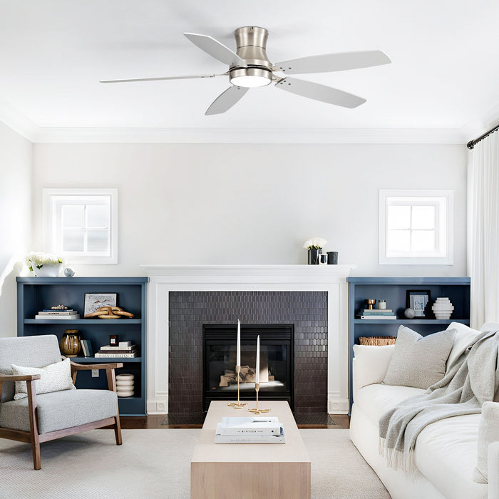 52" Flush Mount Ceiling Fan With Light, DC Motor, Remote Control, Dual Color Daily Nest