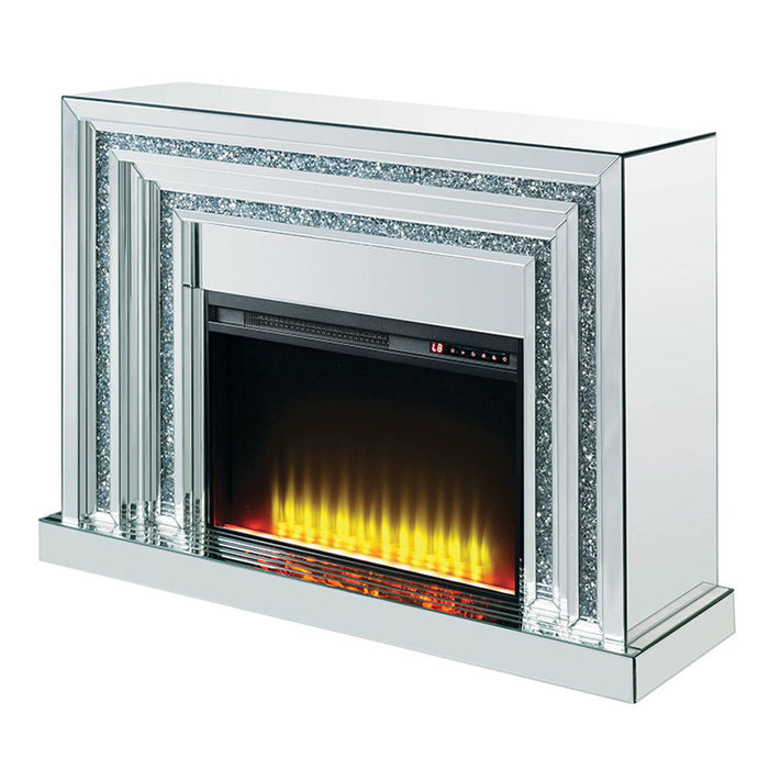 Noralie - 35" Fireplace - Mirrored & Faux Diamonds