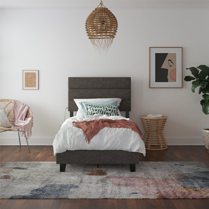 Paloma - Twin Bed With Dual USB Port - Linen